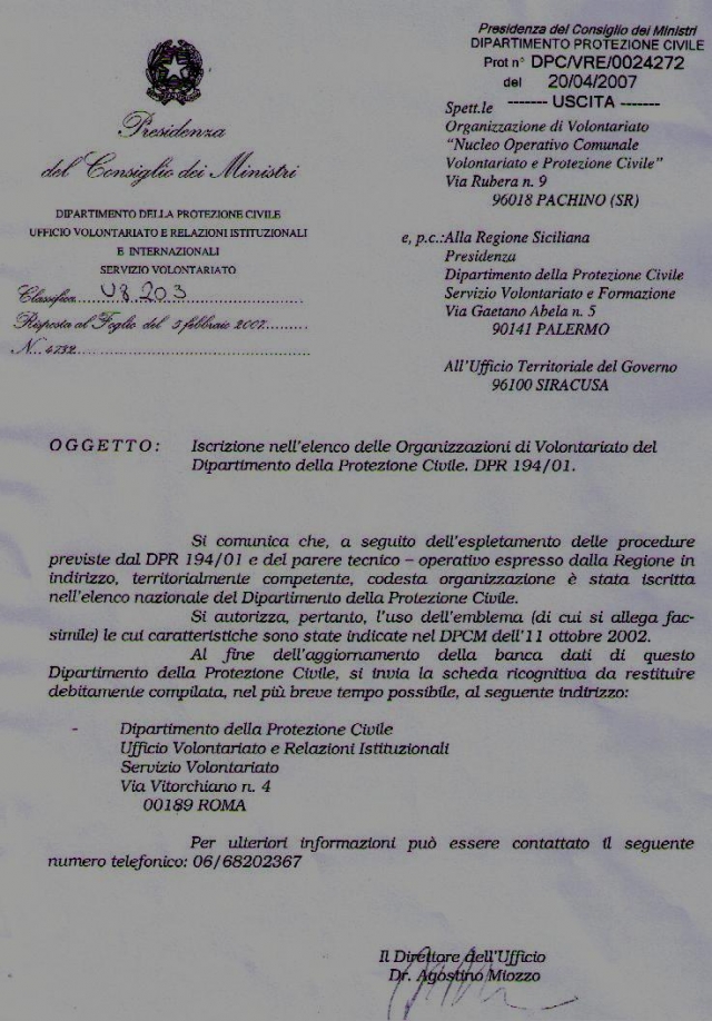 L'ANOPAS Pachino riconosciuta dalla Presidenza del Consiglio dei Ministri